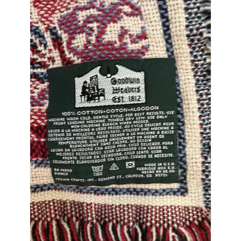 VTG Goodwin Weavers HISTORICAL Lighthouse Tapestry Throw Blanket USA 62 X  42
